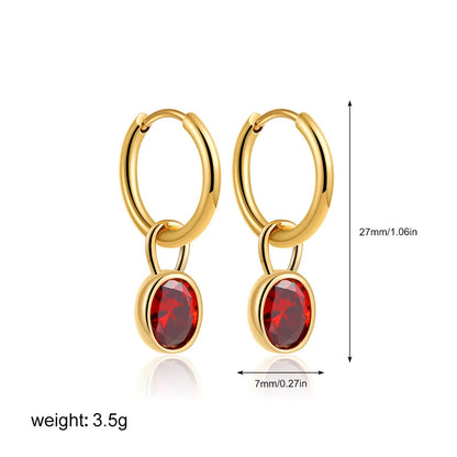 Women's copper oval earrings in six colour options showing elliptical 1.5cm retro design