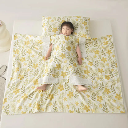 Anti-kick sleeping bag multifunctional cover blanket in summer colour option with antibacterial fibre filling
