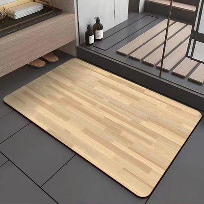 American-style wood grain bathroom floor mat with geometric pattern in diatom ooze material, non-slip and antifouling