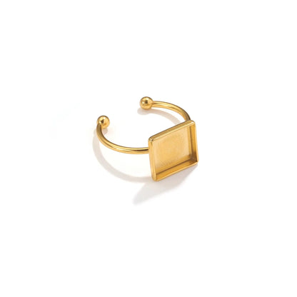 Stainless steel DIY ring setting with electroplated gold finish and totem pattern decoration