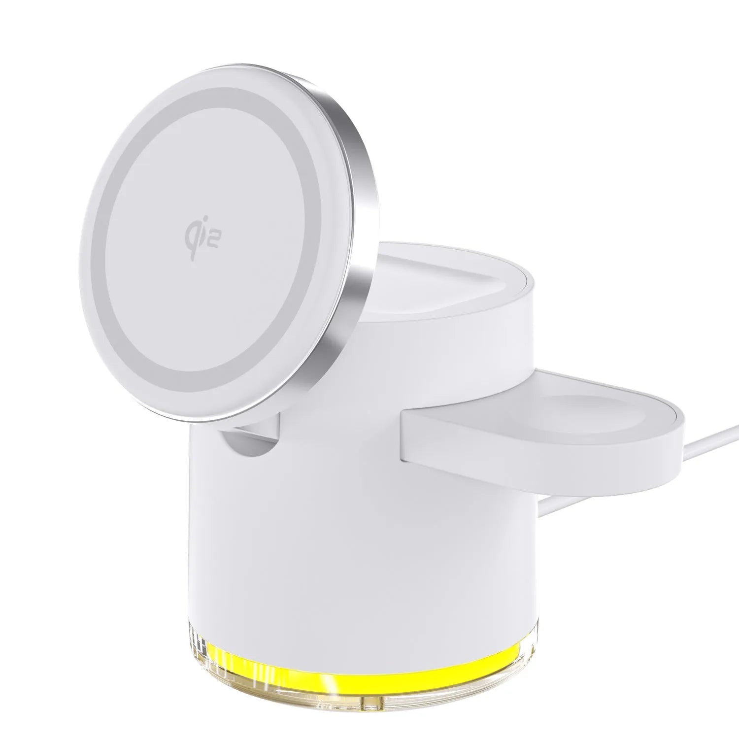 C16 portable magnetic three-in-one wireless folding charger in black and ivory white colours.