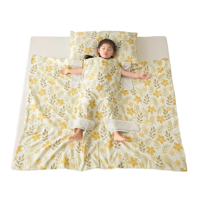 Anti-kick sleeping bag multifunctional cover blanket in summer colour option with antibacterial fibre filling