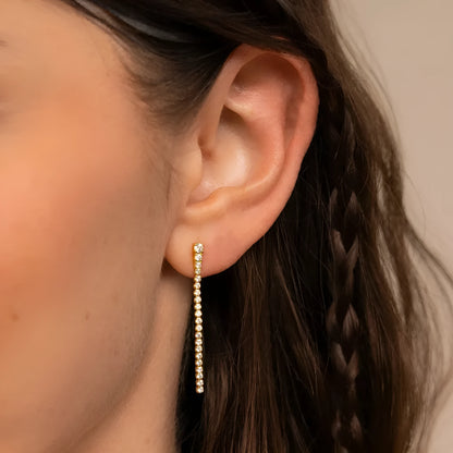 Geometric zircon earrings with Chinese style lines in stainless steel, gold and steel colour options