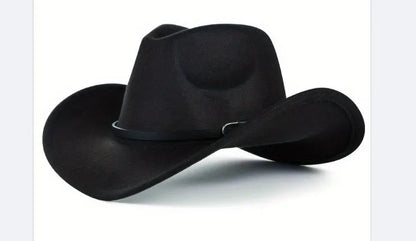 Brown leather velvet cowboy hat with curved brim and conical crown.