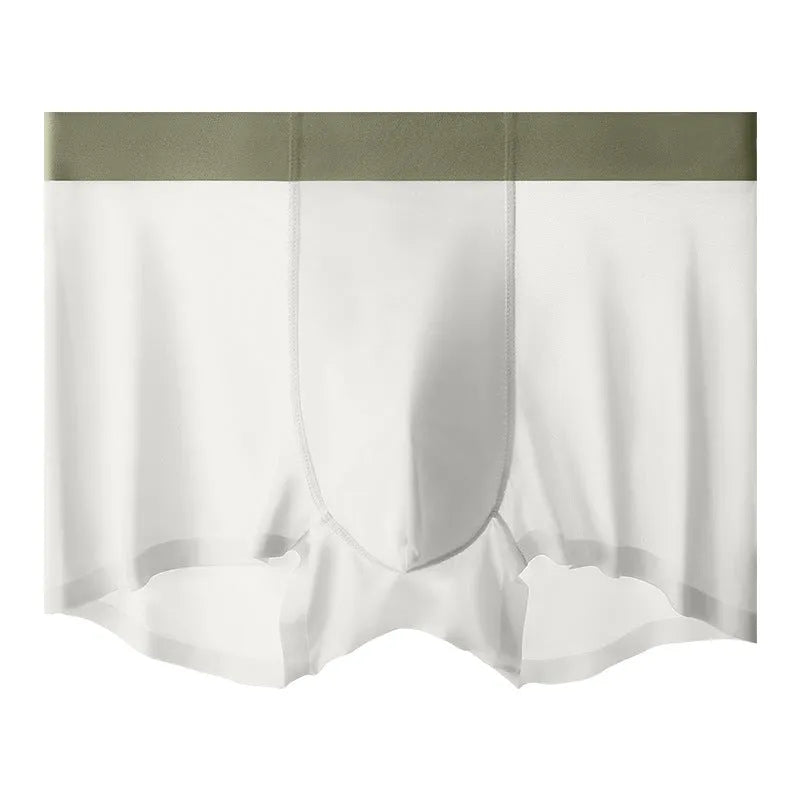 Ice Silk men's shorts in bean green colour showcasing seamless knit design and mid waist fit.