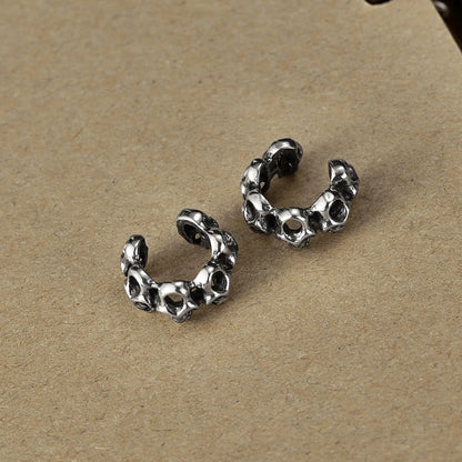 Stainless steel hollow skull geometric ear clip with clip-on fitting