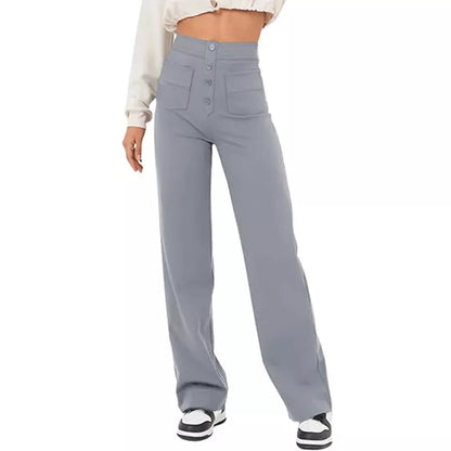Women's high waist trousers in casual loose fit with pockets, available in multiple colors