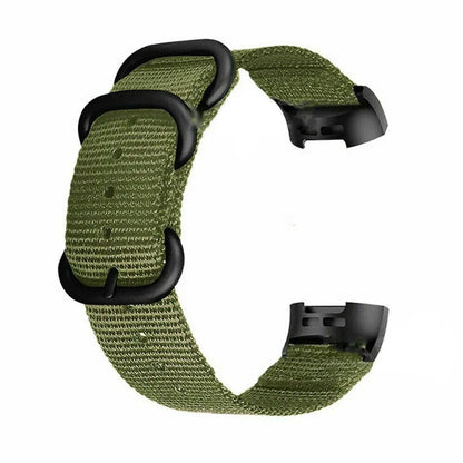 Army Green nylon three-ring buckle replacement strap for Fitbit Charge fitness tracker