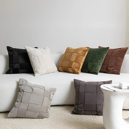 Chenille woven 50x50cm square pillow cushion in various colours with textured fabric surface