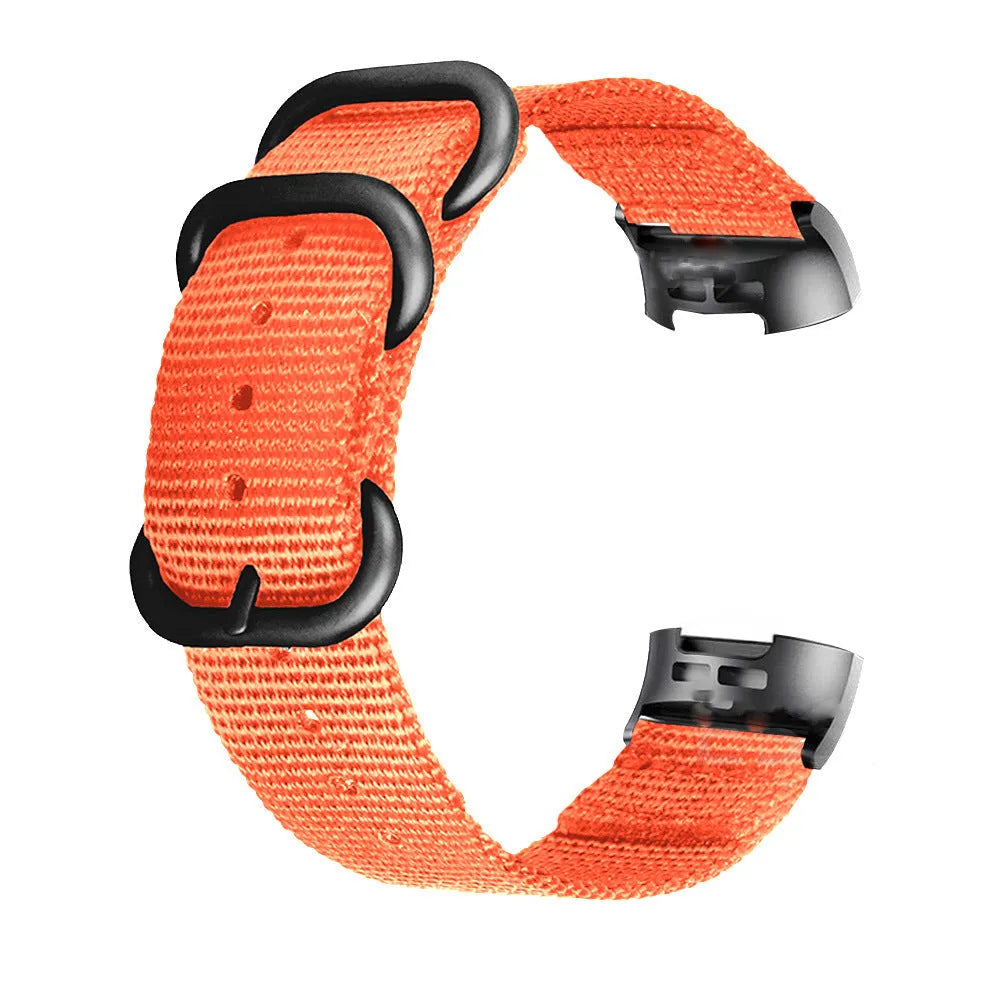 Army Green nylon three-ring buckle replacement strap for Fitbit Charge fitness tracker