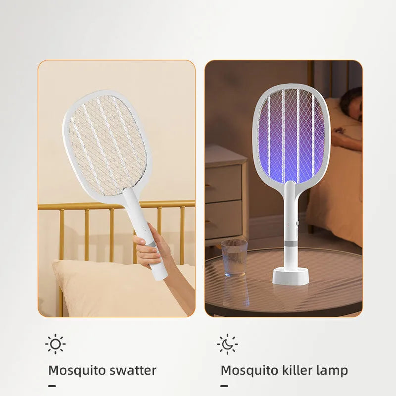 Rechargeable electric mosquito swatter in ABS plastic, 4000V grid for 11-20 m² rooms, colours 959 and 996