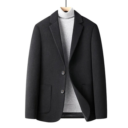 Men's slim-fit wool suit in grey colour with non-ironing fabric for autumn and winter wear