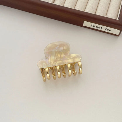 Retro acetate geometric hair barrettes with metal grip closure in medium size