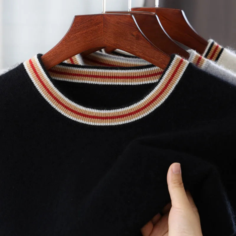 Men's round neck pure wool short sleeve sweater in grey showing 50cm length and regular sleeve design