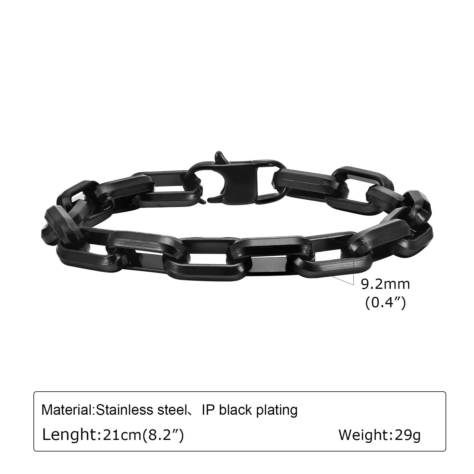 Men's titanium steel bracelet with square chain design in electroplated finish