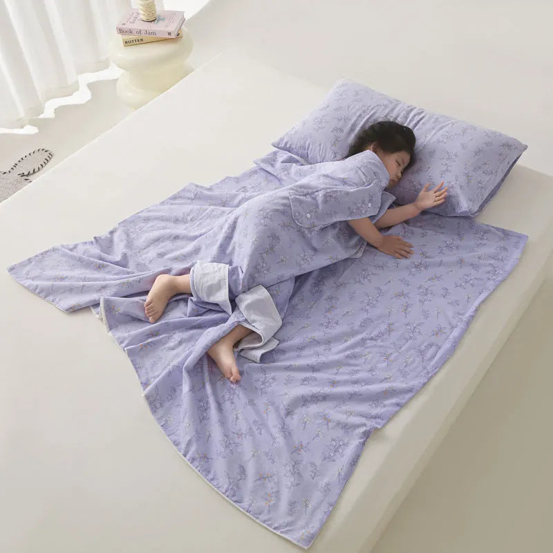 Anti-kick sleeping bag multifunctional cover blanket in summer colour option with antibacterial fibre filling