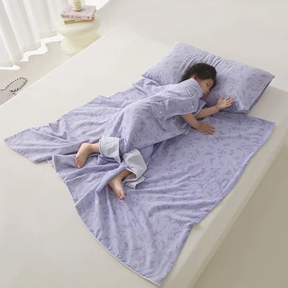 Anti-kick sleeping bag multifunctional cover blanket in summer colour option with antibacterial fibre filling