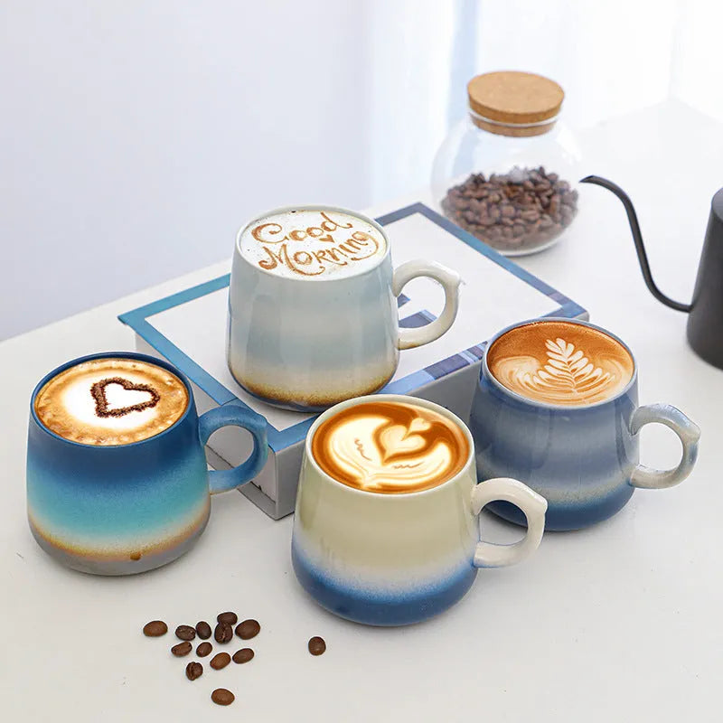 350ml large capacity retro style coffee mug with 8.5cm height and 8cm diameter