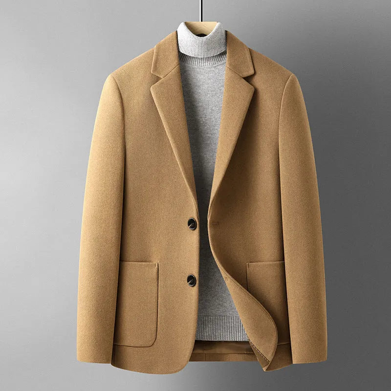 Men's slim-fit wool suit in grey colour with non-ironing fabric for autumn and winter wear