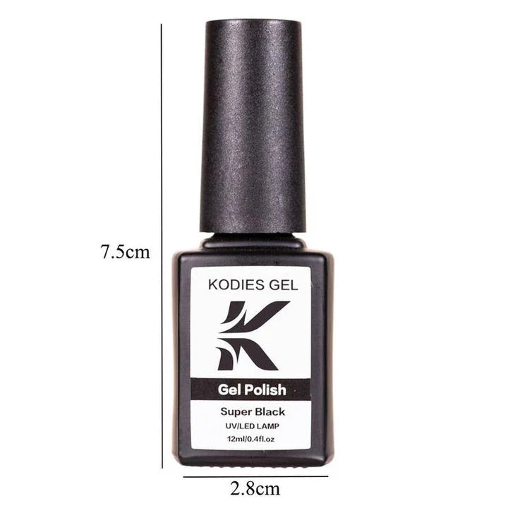 Super Black Gel Nail Polish with a high-gloss, long-lasting finish for a chic, elegant manicure