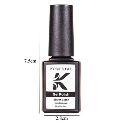 Super Black Gel Nail Polish with a high-gloss, long-lasting finish for a chic, elegant manicure