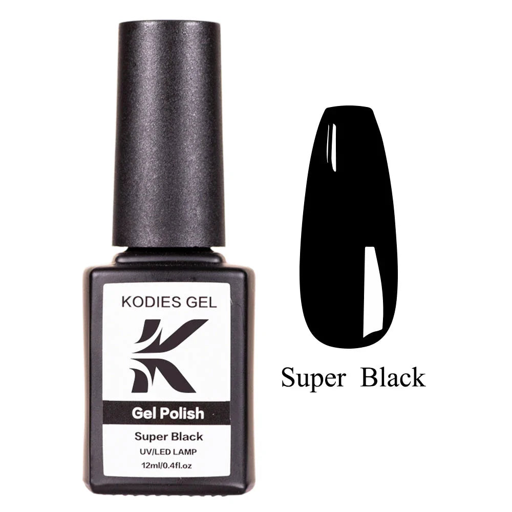 Super Black Gel Nail Polish with a high-gloss, long-lasting finish for a chic, elegant manicure