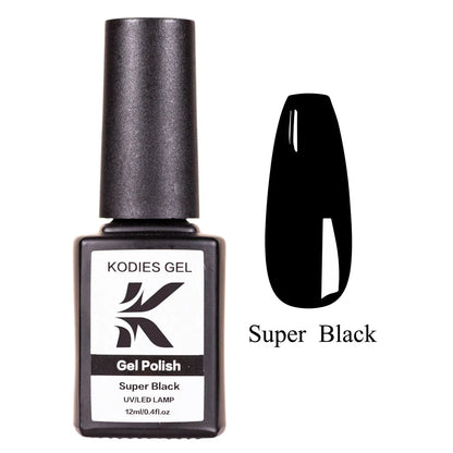 Super Black Gel Nail Polish with a high-gloss, long-lasting finish for a chic, elegant manicure