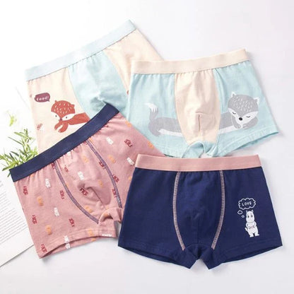 Premium boys' flat corner fine shuttle cotton underwear in various sizes and colorful prints