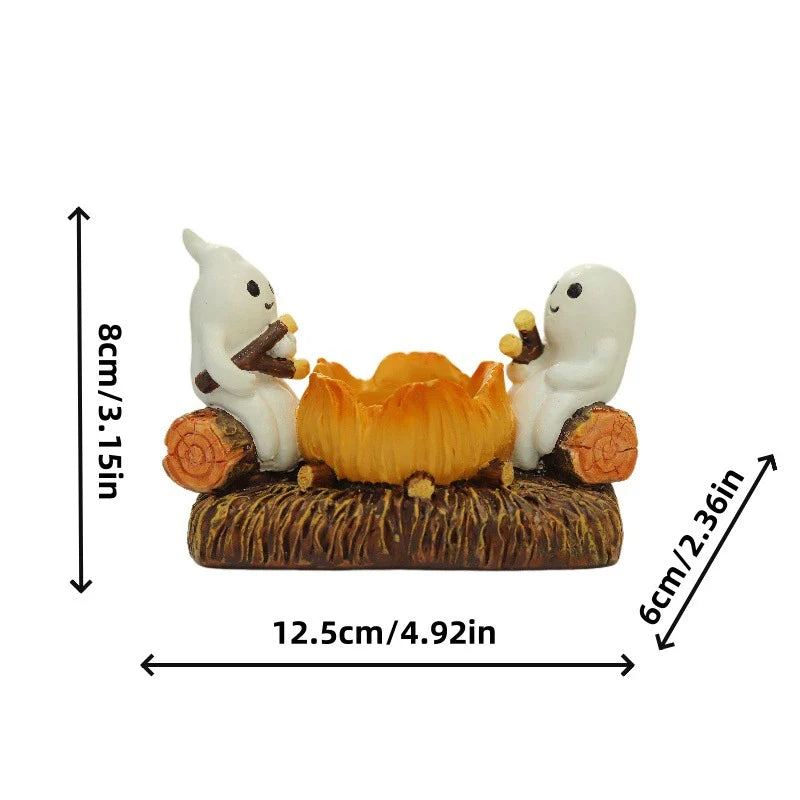 Glowing Ghost Campfire Flickering Nightlight Resin Ornament - Captivating Decor for Your Home
