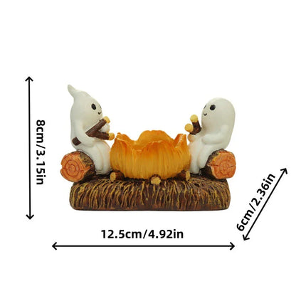 Glowing Ghost Campfire Flickering Nightlight Resin Ornament - Captivating Decor for Your Home