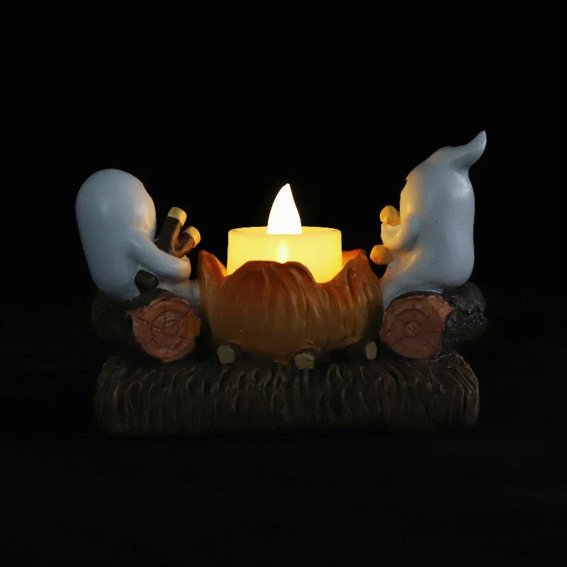 Glowing Ghost Campfire Flickering Nightlight Resin Ornament - Captivating Decor for Your Home