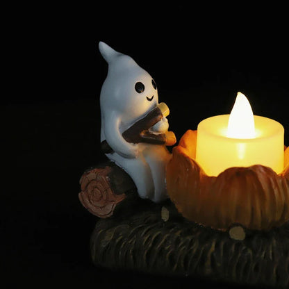 Glowing Ghost Campfire Flickering Nightlight Resin Ornament - Captivating Decor for Your Home