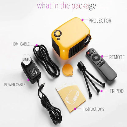 1080P Mini Portable Phone Projector with large 80-inch display, bright 800-lumen LED, and versatile connectivity options