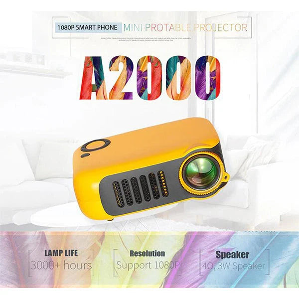 1080P Mini Portable Phone Projector with large 80-inch display, bright 800-lumen LED, and versatile connectivity options