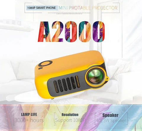 1080P Mini Portable Phone Projector with large 80-inch display, bright 800-lumen LED, and versatile connectivity options