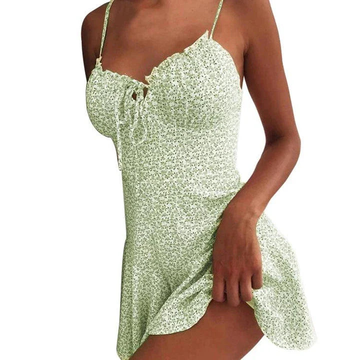 Floral Dress Mini Dress with Vibrant Prints and Comfortable Polyester Fabric