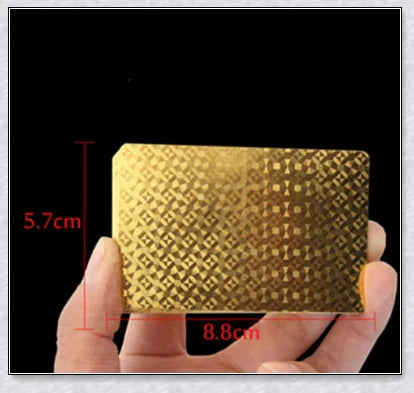 Waterproof golden playing cards with shimmering three-dimensional patterns