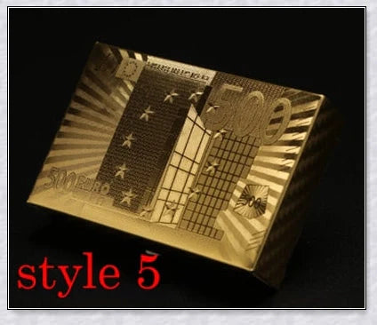 Waterproof golden playing cards with shimmering three-dimensional patterns