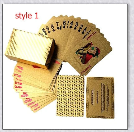 Waterproof golden playing cards with shimmering three-dimensional patterns