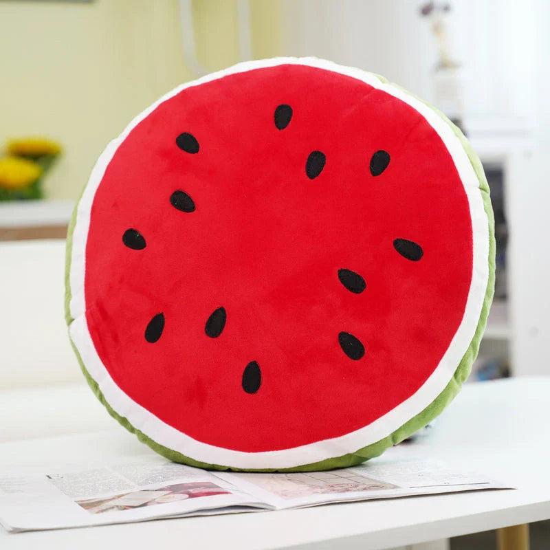 Lifelike watermelon plush toy, a soft and cuddly companion with vibrant colors and a realistic design