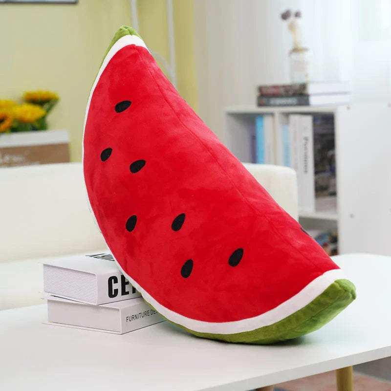 Lifelike watermelon plush toy, a soft and cuddly companion with vibrant colors and a realistic design