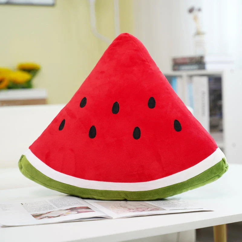 Lifelike watermelon plush toy, a soft and cuddly companion with vibrant colors and a realistic design