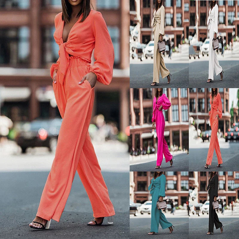 Trendha 2-Piece Casual Suit in Peacock Green, featuring a long-sleeved top and tailored trousers made from premium polyester fabric