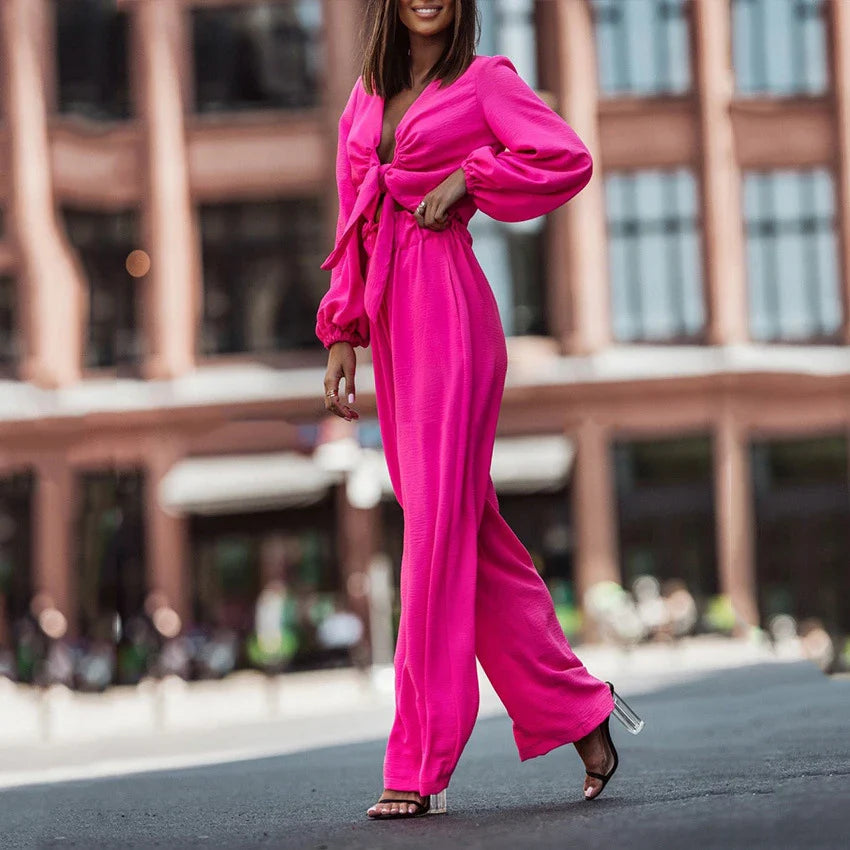 Trendha 2-Piece Casual Suit in Peacock Green, featuring a long-sleeved top and tailored trousers made from premium polyester fabric