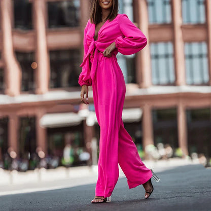 Trendha 2-Piece Casual Suit in Peacock Green, featuring a long-sleeved top and tailored trousers made from premium polyester fabric