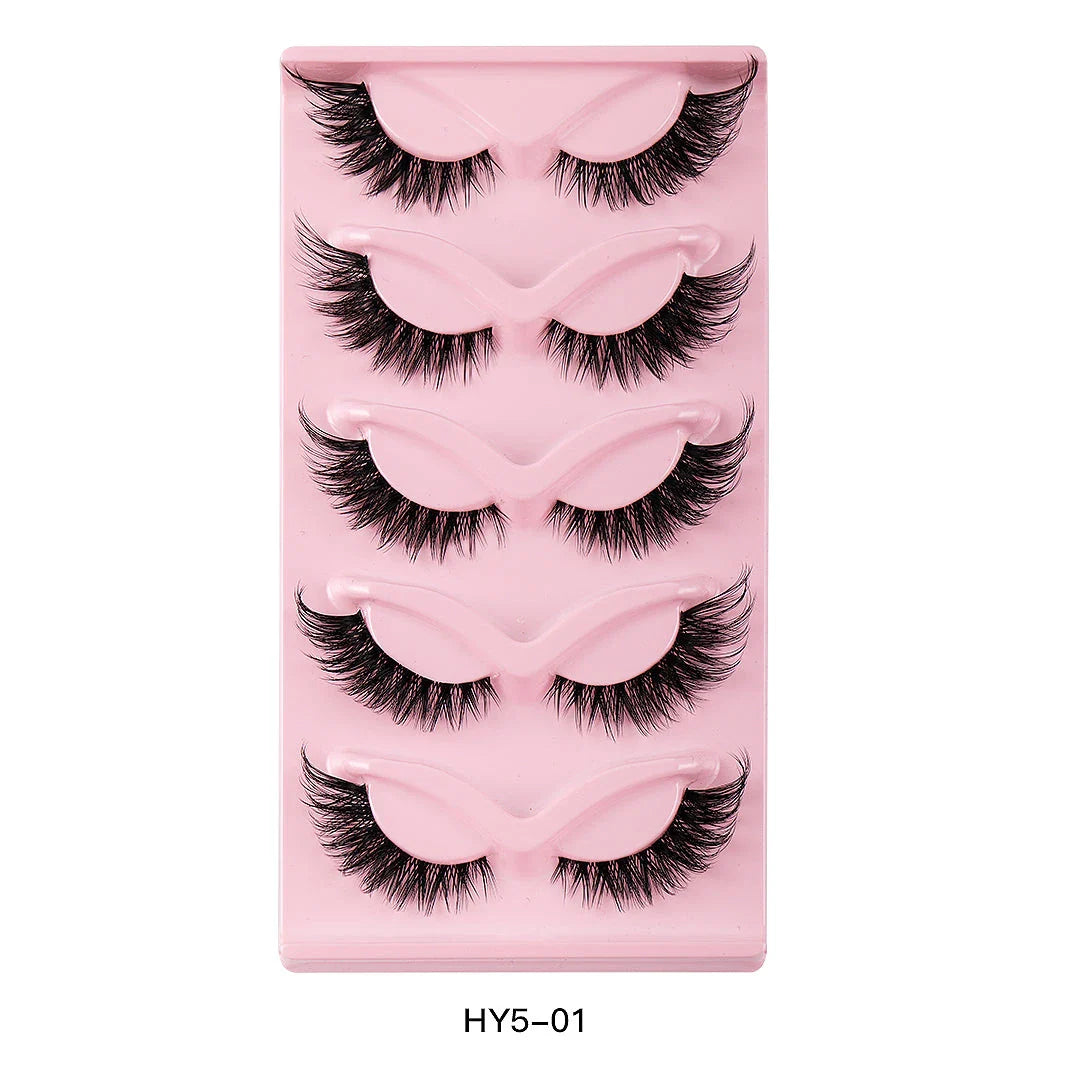 5 Pair 3D Cat Eye Fox Eye Lashes - Fluffy, Natural-Looking Eyelashes for Everyday Wear and Special Occasions