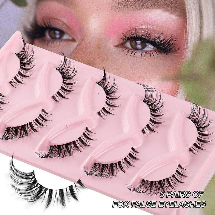 5 Pair 3D Cat Eye Fox Eye Lashes - Fluffy, Natural-Looking Eyelashes for Everyday Wear and Special Occasions
