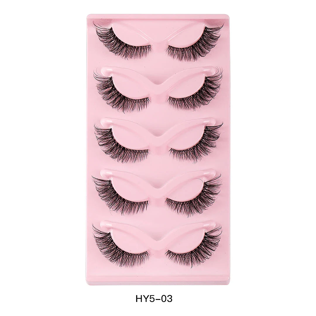 5 Pair 3D Cat Eye Fox Eye Lashes - Fluffy, Natural-Looking Eyelashes for Everyday Wear and Special Occasions