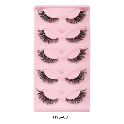 5 Pair 3D Cat Eye Fox Eye Lashes - Fluffy, Natural-Looking Eyelashes for Everyday Wear and Special Occasions