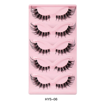 5 Pair 3D Cat Eye Fox Eye Lashes - Fluffy, Natural-Looking Eyelashes for Everyday Wear and Special Occasions